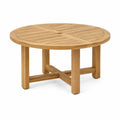 Table de jardin ronde en bois marron naturel avec plateau à lattes, Ø 120 × H 75 cm