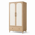 Armoire à 2 portes et 1 tiroir, bois clair et blanc cassé, 100 × 52 × 190 cm