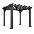 Pergola de jardin en bois noir avec toit ajouré, 366 × 305 × 244 cm, style classique