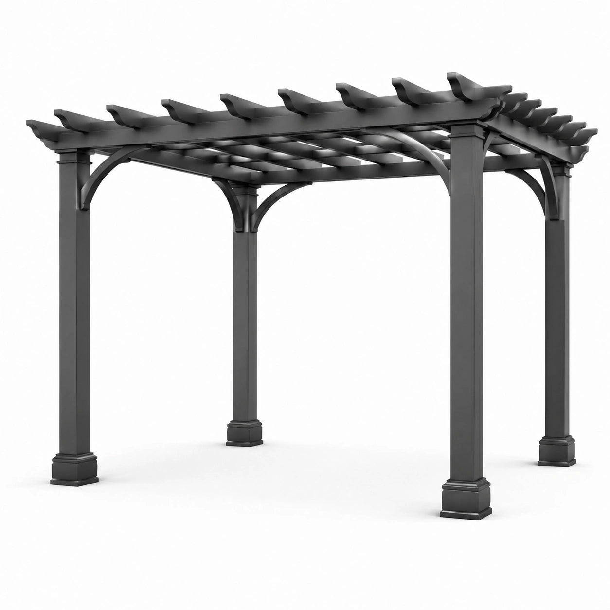 Pergola de jardin en métal noir 300 × 300 × 250 cm avec toiture ajourée